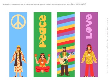 Preview of Printable Bookmarks Template, Bookmarks ,PEACE SIGNS, Printable Bookmarks Set