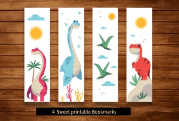 Preview of Printable Bookmarks Template, Dinosaur Bookmarks, Printable Bookmarks Set