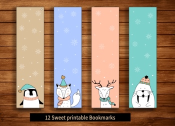 Preview of Printable Bookmarks Template, animals Bookmarks, Bookmarks Set, for book,