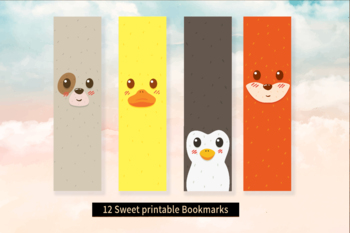Preview of Printable Bookmarks Template, animals Bookmarks, Printable Bookmarks Set,