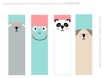 Printable Bookmarks Template, animals Bookmarks, Printable Bookmarks Set