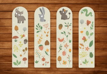 Preview of Printable Bookmarks Template, animals Bookmarks, Printable Bookmarks Set