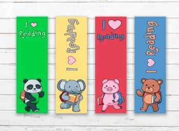 Preview of Printable Bookmarks Template, animals Bookmarks, for book