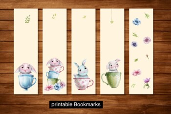 Preview of Printable Bookmarks Template, book gift, animals Bookmarks