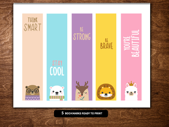 Preview of Printable Bookmarks Template, bookmarks for kids, animals Bookmarks