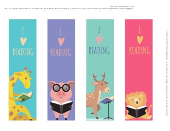 Preview of Printable Bookmarks Template, bookmarks for kids, animals Bookmarks