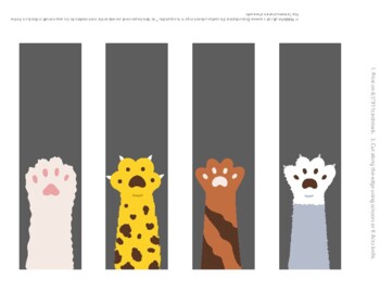Preview of Printable Bookmarks Template, bookmarks for kids, animals Bookmarks, for book