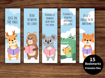 Preview of animals Bookmarks, Printable Bookmarks Template, bookmarks for kids, for book