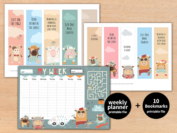 Preview of Printable Bookmarks Template, bookmarks for kids, animals Bookmarks,for book