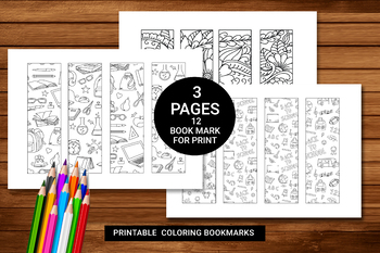 Preview of Printable Bookmarks Template, bookmarks for kids, coloring Bookmarks, Printable