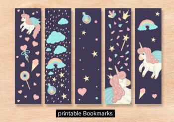 Preview of Printable Bookmarks Template charisms gift unicorn Printable Bookmark,s