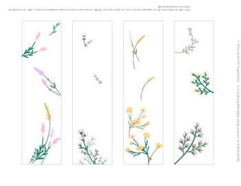 Preview of Printable Bookmarks Template, flowers Bookmarks, Printable 12 Bookmarks Set