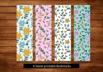 Preview of Printable Bookmarks Template, flowers Bookmarks, for book, small gift