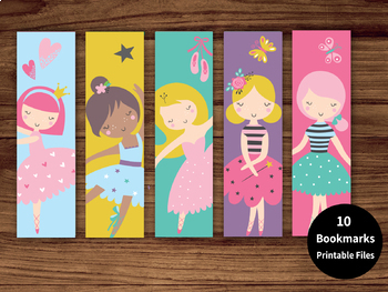 Preview of Printable Bookmarks Template ,girl Bookmark , Bookmarks Set balerina