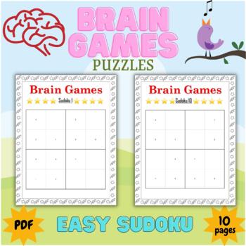Preview of Printable Brain Games Activities Fun And Easy Sudoku Puzzles For Beginners