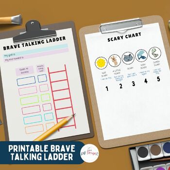 Preview of Printable Brave Talking ladder and Scary Chart for Selective Mutism