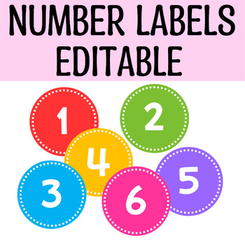 Preview of Printable Bright Number Labels, Calendar Number Labels, Locker Numbers