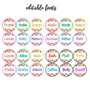 Printable Bright Stars Student Name Labels, Editable Colorful Classroom ...