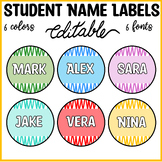 Printable Bright Wavy Classroom Labels, Student Name Tags,