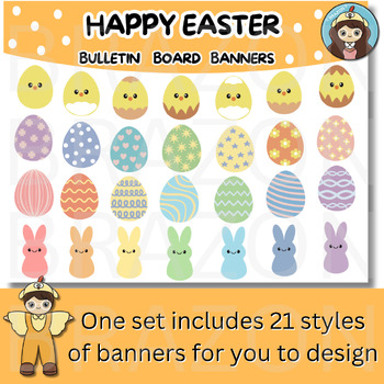 Preview of Printable Bulletin Board Banners , Easter banners ,Bunny and egg