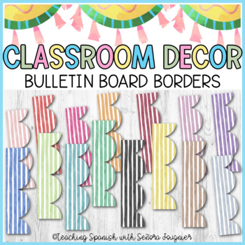 Printable Bulletin Board Borders Colorful Watercolor Classroom Decor