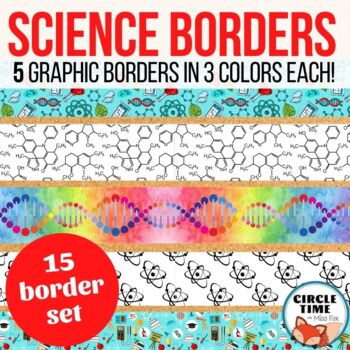 Preview of Printable Bulletin Board Borders, Classroom Display Science Chemistry DNA Atom