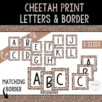 Preview of Printable Bulletin Board Letters | Cheetah Print Letters | Cheetah Print Borders