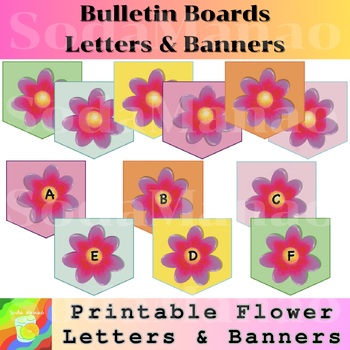 Preview of Printable Bulletin Board Letters Flower, Printable Bulletin Board Banners