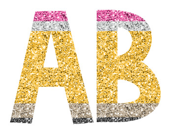 Gold Glitter Print | A-Z 0-9 Decor | Printable Bulletin Board | Letters  Number