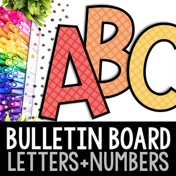 Printable Bulletin Board Letters & Numbers - Quatrefoil Warm Colors