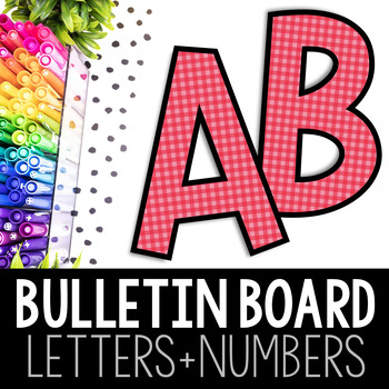 Printable Bulletin Board Letters & Numbers - Red Gingham by Miss B's Class