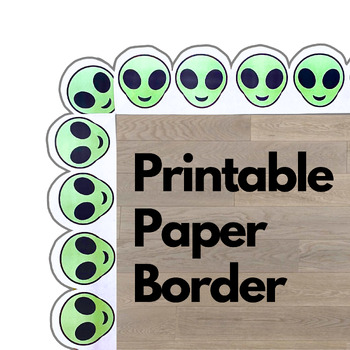 Preview of Printable Bulletin Board Paper Boarders - Pastel Green Aliens - Space