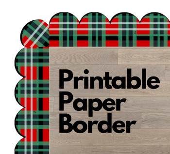 Preview of Printable Bulletin Board Paper Border Red Green Plaid Winter Christmas Décor