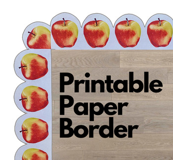 Preview of Printable Bulletin Board Paper Borders - Apples - Sky Blue Teacher Decoration