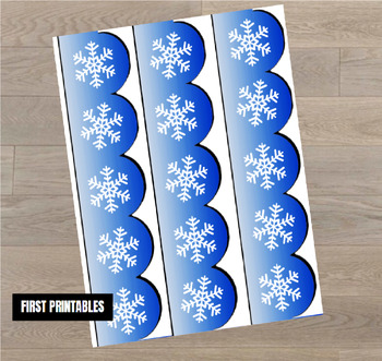 Preview of Printable Bulletin Board Paper Borders Blue Christmas Snowflakes Winter