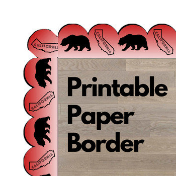 Preview of Printable Bulletin Board Paper Borders California Bear Classroom Décor