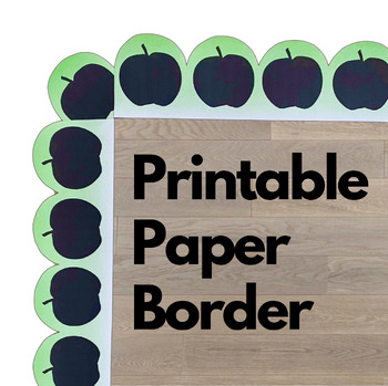 Preview of Printable Bulletin Board Paper Borders - Green Apples Silhouette Classic Décor
