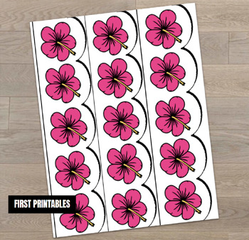 Preview of Printable Bulletin Board Paper Borders - Hibiscus Flower - Hawaiian Pink Luau 