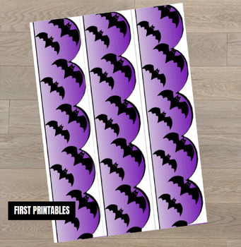 Preview of Printable Bulletin Board Paper Borders - Purple Bats Silhouette - Halloween