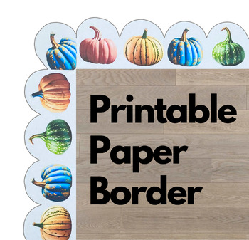 Preview of Printable Bulletin Board Paper Borders Rainbow Pumpkin Fall Halloween Decoration