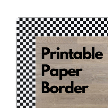 Preview of Printable Bulletin Board Paper Borders Retro Black & White Checkered Trim Paper