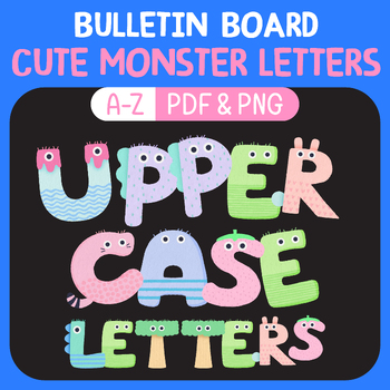 Preview of Printable Bulletin Board Super Cute Baby Monster Alphabet Upper case