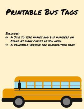 Printable Bus Tags by Kenneth Hynes TPT
