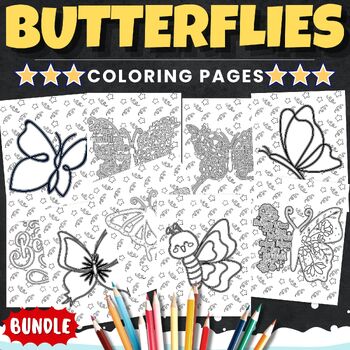 Preview of Printable Butterflies Coloring Pages - Spring Insects Animals Activities BUNDLE