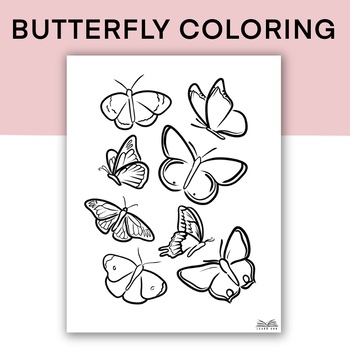 Preview of Printable Butterfly Coloring Page, Butterfly Activity Sheet, Insect Worksheet