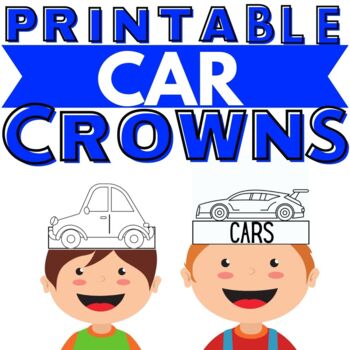 Preview of Printable CAR Paper Crown Craft Hat | SET OF 2 | Coloring Activity | NO PREP