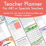 Printable Calendar 2023-2024 K-5 Art Teacher Planner