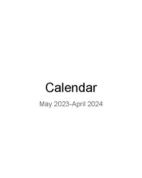 Preview of Printable Calendar May 2023-April 2024