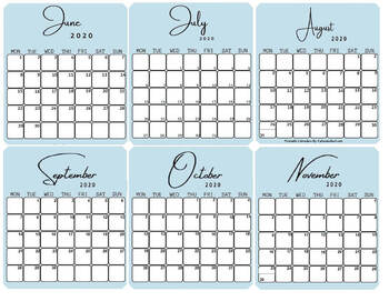 printable calendar for june to november monday by martha sharma tpt