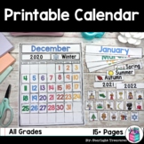 Printable Calendar for Your Classroom, Homeschool, Classes